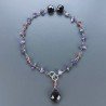 Bracciale Nodo Orafo Rodiato Con Ametista E Granato Rosso Forme Miste Sfaccettato A Mano 1pz