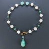 Bracciale Nodo Orafo Rosato Con Pietra Di Luna E Crisoprasio Forme Miste Sfaccettato A Mano 1pz