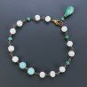 Bracciale Nodo Orafo Rosato Con Pietra Di Luna E Crisoprasio Forme Miste Sfaccettato A Mano 1pz