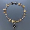 Bracciale Nodo Orafo Brunito Con Quarzo Citrino E Quarzo Fume Forme Miste Sfaccettato A Mano 1pz
