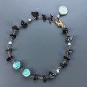 Bracciale Nodo Orafo Rosato Con Agata Nera E Amazzonite Forme Miste Sfaccettato A Mano 1pz