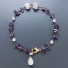 Bracciale Nodo Orafo Rosato Con Ametista E Quarzo Rosa Forme Miste Sfaccettato A Mano 1pz