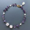 Bracciale Nodo Orafo Rosato Con Ametista E Quarzo Rosa Forme Miste Sfaccettato A Mano 1pz