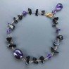 Bracciale Nodo Orafo Rosato Con Agata Nera E Ametista Africana Forme Miste Sfaccettato A Mano 1pz