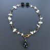 Bracciale Nodo Orafo Dorato Con Pietra Di Luna E Agata Nera Forme Miste Sfaccettato A Mano 1pz