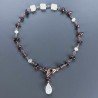 Bracciale Nodo Orafo Rosato Con Granato Rosso E Pietra Di Luna Forme Miste Sfaccettato A Mano 1pz