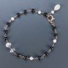 Bracciale Nodo Orafo Rosato Con Agata Nera E Quarzo Rosa Forme Miste Sfaccettato A Mano 1pz