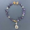 Bracciale Nodo Orafo Brunito Con Ametista E Quarzo Citrino Forme Miste Sfaccettato A Mano 1pz