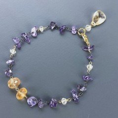 Bracciale Nodo Orafo Brunito Con Ametista E Quarzo Citrino  Forme Miste Sfaccettato A Mano 1pz