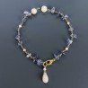 Bracciale Nodo Orafo Dorato Con Iolite E Opale Rosa Forme Miste Sfaccettato A Mano 1pz