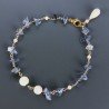 Bracciale Nodo Orafo Dorato Con Iolite E Opale Rosa Forme Miste Sfaccettato A Mano 1pz