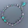 Bracciale Nodo Orafo Rodiato Con Ametista E Onice Verde Forme Miste Sfaccettato A Mano 1pz