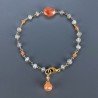 Bracciale Nodo Orafo Dorato Con Labradorite E Corniola Forme Miste Sfaccettato A Mano 1pz