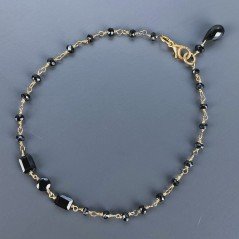 Bracciale Nodo Orafo Dorato Con Spinello Nero E Spinello Nero Forme Miste Sfaccettato A Mano 1pz