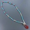 Collana Girocollo Con Pietre Dure Giada,Agata Bianca Trasparente E Distanziatore Argentato Annodate A Mano 1pz