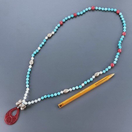 Collana Girocollo Con Pietre Dure Giada,Agata Bianca Trasparente E Distanziatore Argentato Annodate A Mano 1pz