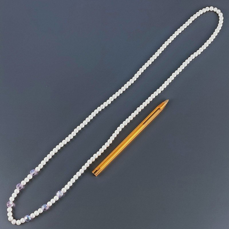 Collana Con Perle Di Maiorca E Cristallo Rosa Diamantato Tondo Sfaccettato A Mano 1pz
