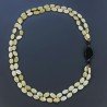 Collana Con Pietre Dure Giada Limone A 2 Fili E Onice Nera Annodate A Mano 1pz