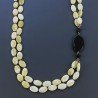 Collana Con Pietre Dure Giada Limone A 2 Fili E Onice Nera Annodate A Mano 1pz