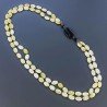 Collana Con Pietre Dure Giada Limone A 2 Fili E Onice Nera Annodate A Mano 1pz