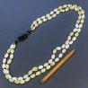 Collana Con Pietre Dure Giada Limone A 2 Fili E Onice Nera Annodate A Mano 1pz
