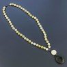 Collana Girocollo Con Pietre Dure Giada Limone E Ciondolo Di Serpentite Annodate A Mano E Chiusura In Ottone 1pz