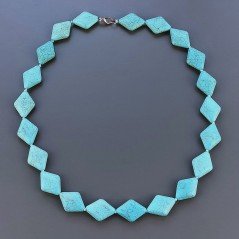 Collana Girocollo Con Pietre Dure Pasta Di Turchese Annodate A Mano E Chiusura In Ottone 1pz