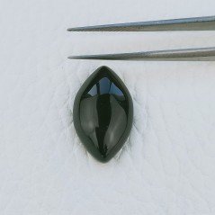 Cabochon di Agata Nera Sultania Navetta, 21x13x6 mm, 11,85 ct, Fatto a Mano
