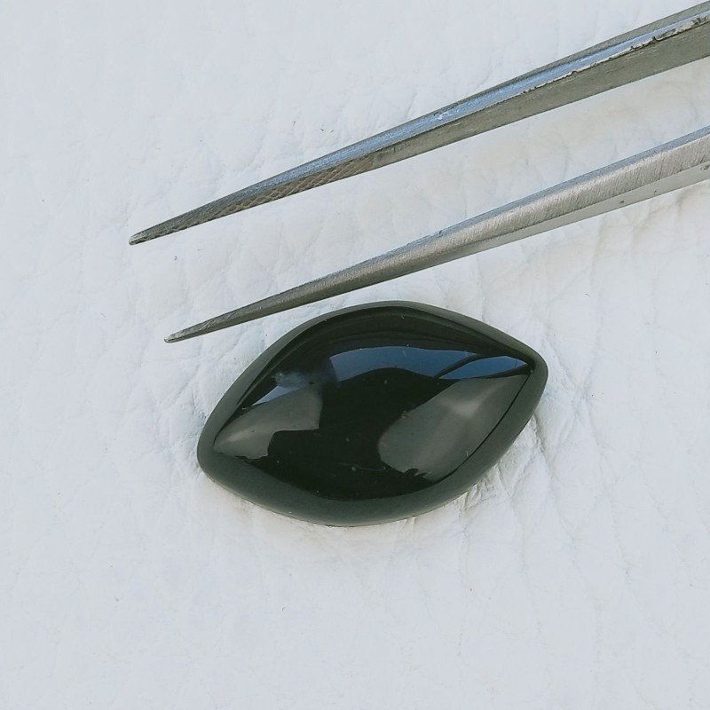 Agata Nera Sultania Forma Navetta Cabochon Fatto A Mano 21X13X6mm 11,85 Carati 1pz