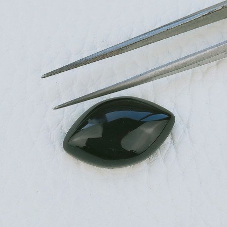 Agata Nera Sultania Forma Navetta Cabochon Fatto A Mano 21X13X6mm 11,85 Carati 1pz
