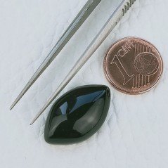 Cabochon di Agata Nera Sultania Navetta, 21x13x6 mm, 11,85 ct, Fatto a Mano