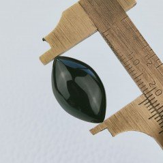 Cabochon di Agata Nera Sultania Navetta, 21x13x6 mm, 11,85 ct, Fatto a Mano