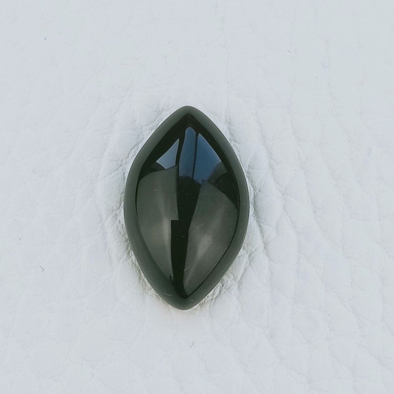 Agata Nera Sultania Forma Navetta Cabochon Fatto A Mano 20X12X5mm 10,10 Carati 1pz