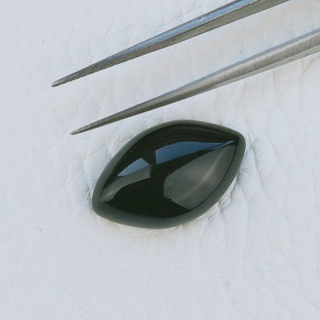 Agata Nera Sultania Forma Navetta Cabochon Fatto A Mano 20X12X5mm 10,10 Carati 1pz
