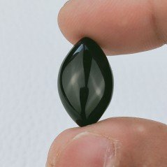 Cabochon di Agata Nera Sultania Navetta, 20x12x5 mm, 10,10 ct, Fatto a Mano