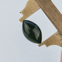 Cabochon di Agata Nera Sultania Navetta, 20x12x5 mm, 10,10 ct, Fatto a Mano