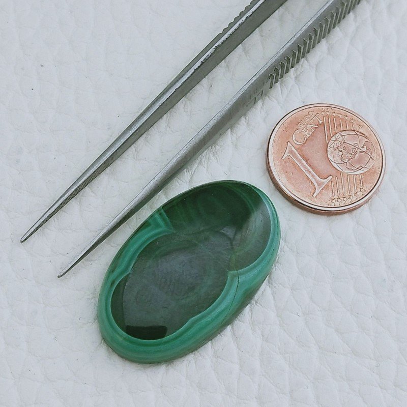 Malachite Naturale Forma Ovale Cabochon Fatto A Mano 28X17X5mm 30,80 Carati 1pz