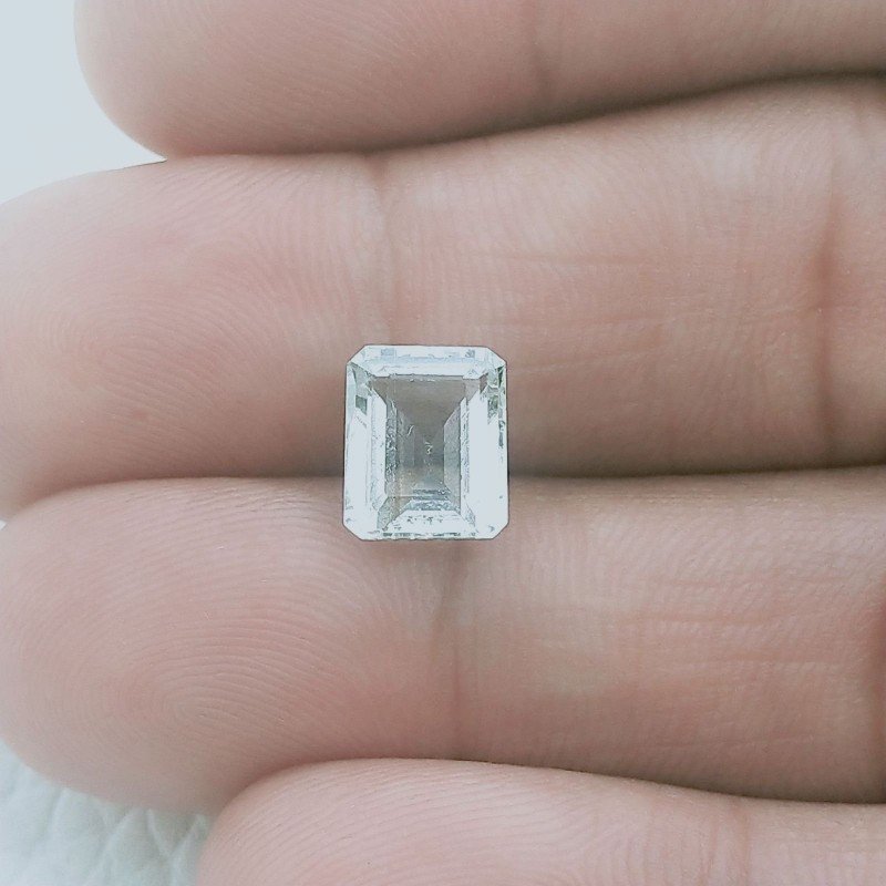 Gemma Sciolta di Acquamarina, Taglio Smeraldo Ottagono Sfaccettato a Mano, 9x7x4 mm, 2,45 ct