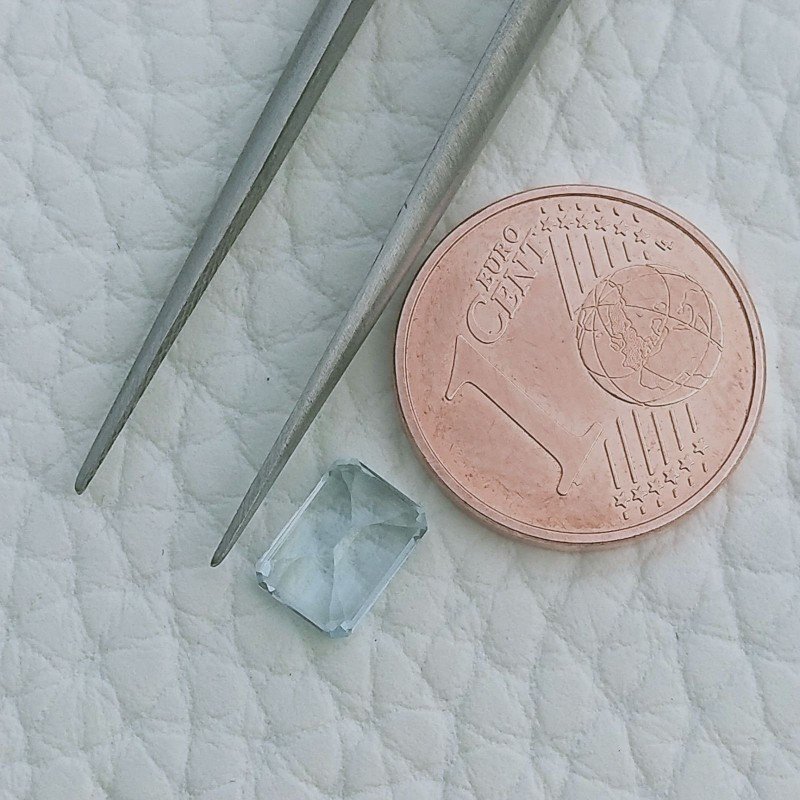 Acquamarina Taglio Smeraldo Ottagono Sfaccettato A Mano Gemma Sciolta 6X5X3mm 0,75 Carati 1pz