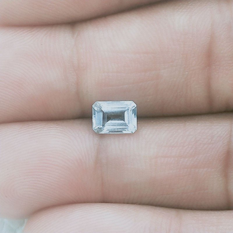 Gemma Sciolta di Acquamarina, Taglio Smeraldo Ottagono Sfaccettato a Mano, 6x5x3 mm, 0,75 ct