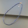 Collana Girocollo Con Lapis Lazuli Tondo Sfaccettato Diamond Cut 2mm E Chiusura In Argento 925-Oro Rosa