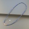 Collana Girocollo Con Lapis Lazuli Tondo Sfaccettato Diamond Cut 2mm E Chiusura In Argento 925-Oro Rosa