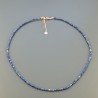 Collana Girocollo Con Lapis Lazuli Tondo Sfaccettato Diamond Cut 2mm E Chiusura In Argento 925-Oro Rosa