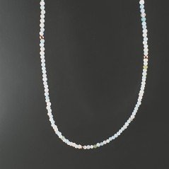 Collana Girocollo Con Acquamarina Morganite Multi Tondo Sfaccettato Diamond Cut 2mm E Chiusura In Argento 925-Oro Rosa