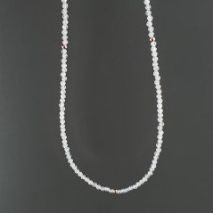 Collana Girocollo Con Labradorite Madagascar Tondo Sfaccettato Diamond Cut 2mm E Chiusura In Argento 925-Oro Rosa