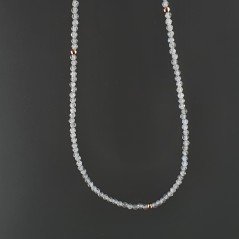 Collana Girocollo Con Labradorite Madagascar Tondo Sfaccettato Diamond Cut 2mm E Chiusura In Argento 925-Oro Rosa