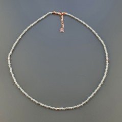 Collana Girocollo Con Labradorite Madagascar Tondo Sfaccettato Diamond Cut 2mm E Chiusura In Argento 925-Oro Rosa