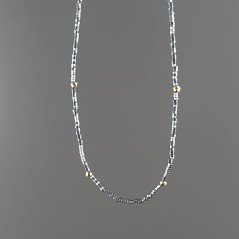 Collana Girocollo Con Ematite Naturale Forma Esagonale Sfaccettato E Chiusura In Argento 925-Rodiato