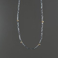 Collana Girocollo Con Ematite Naturale Forma Esagonale Sfaccettato E Chiusura In Argento 925-Rodiato