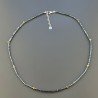 Collana Girocollo Con Ematite Naturale Forma Esagonale Sfaccettato E Chiusura In Argento 925-Rodiato